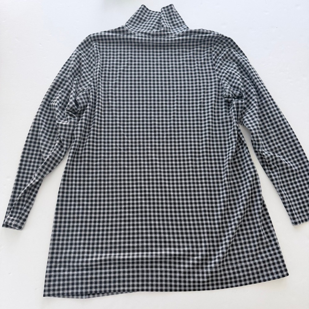 J. Jill Luxe Supima Turtleneck Tunic Black White Houndstooth Petite S Top